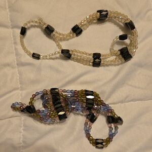 Multicolor Magnetic Beaded Necklace/ Bracelet Set